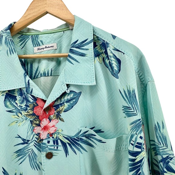 Tommy Bahama Other - Tommy Bahama Mens 2XLB Silk Camp Shirt Tropical Floral Blue TB93 Big & Tall
